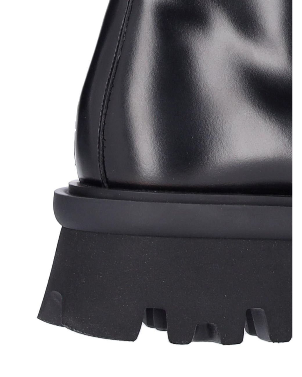 Ferragamo Black Glossy Leather Combat Boots
