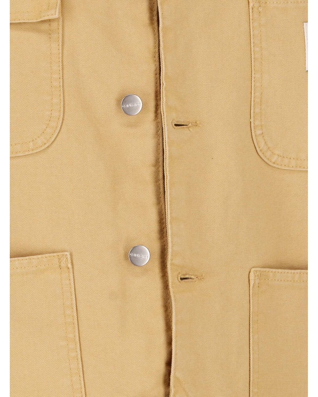 Carhartt Natural Canvas Chore Jacket With Corduroy Collar