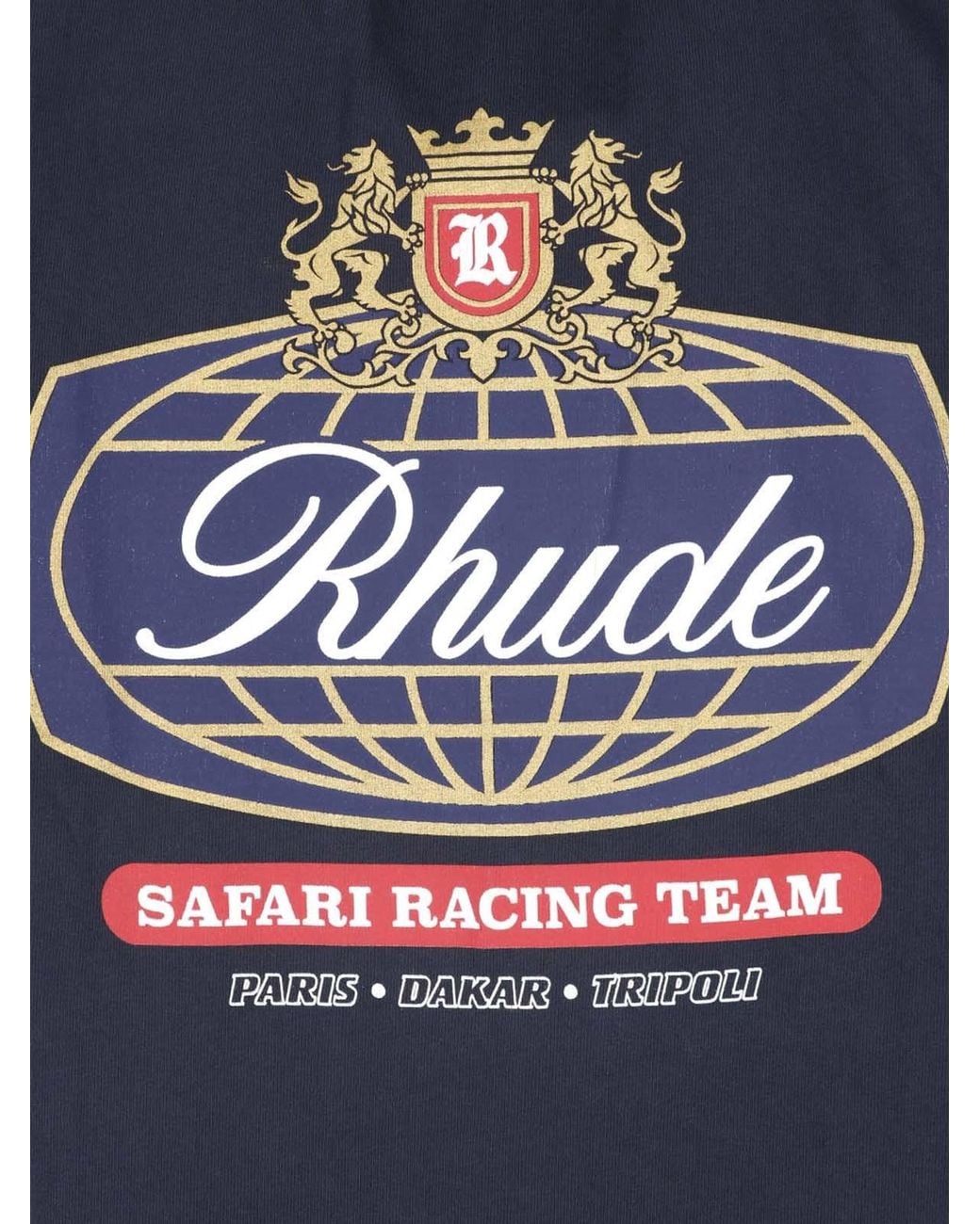 Rhude Blue Boxy-Fit T-Shirt With Graphic Racing Motif for men