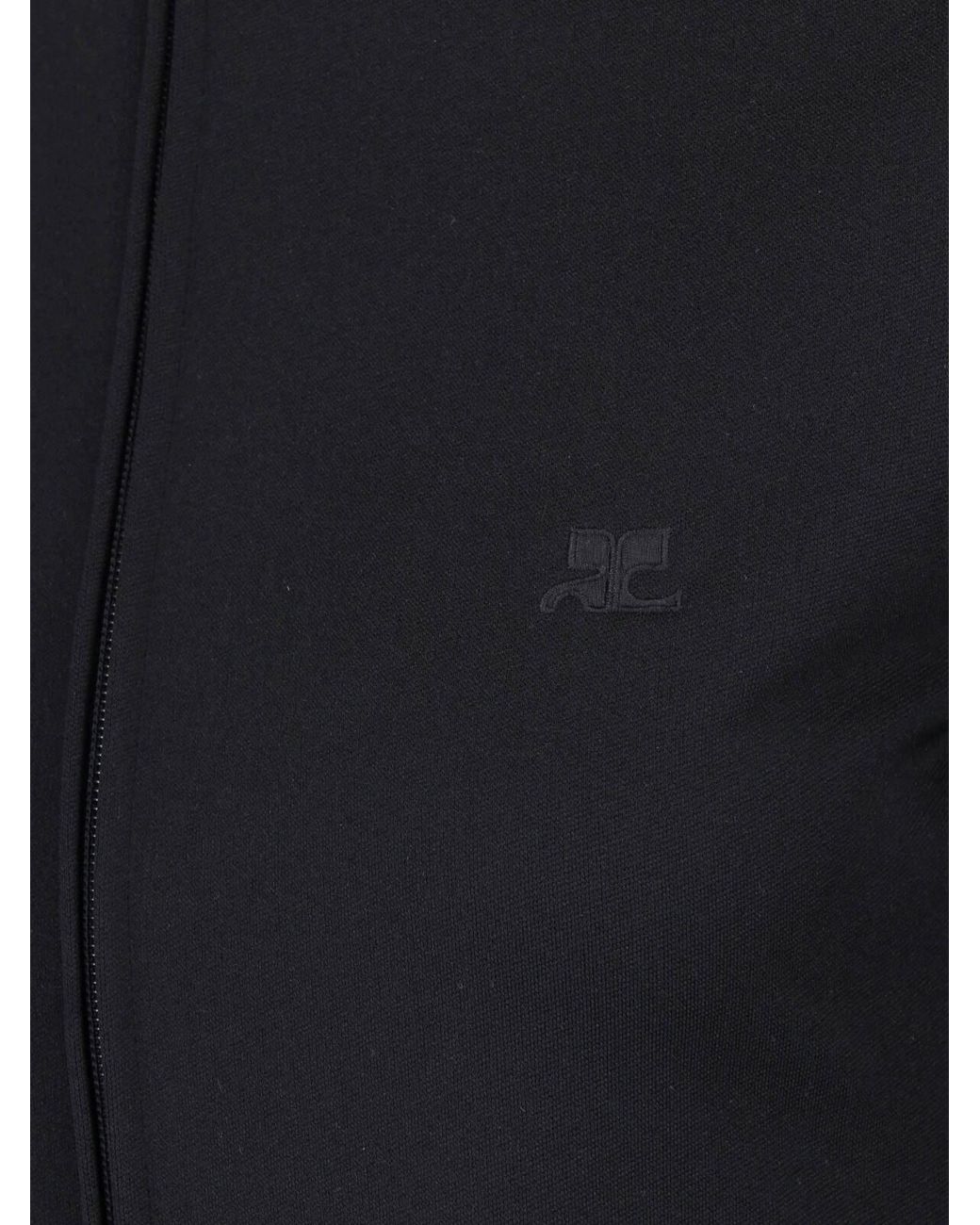 Courreges Blue High Collar Zip Fabric Sweatshirt
