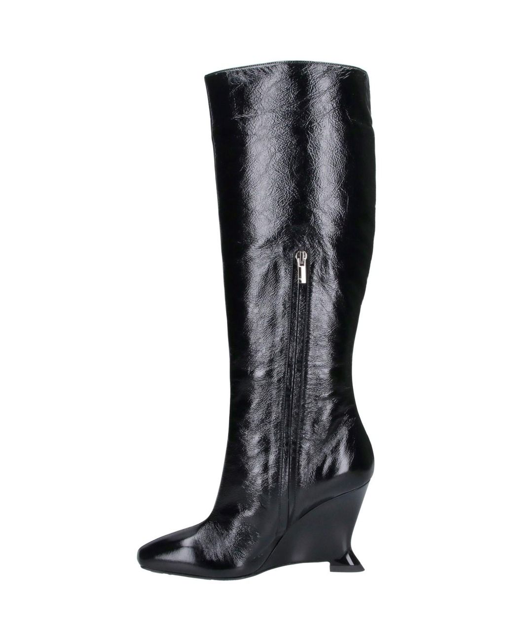 Balmain Black Knee-High Wedge Boots