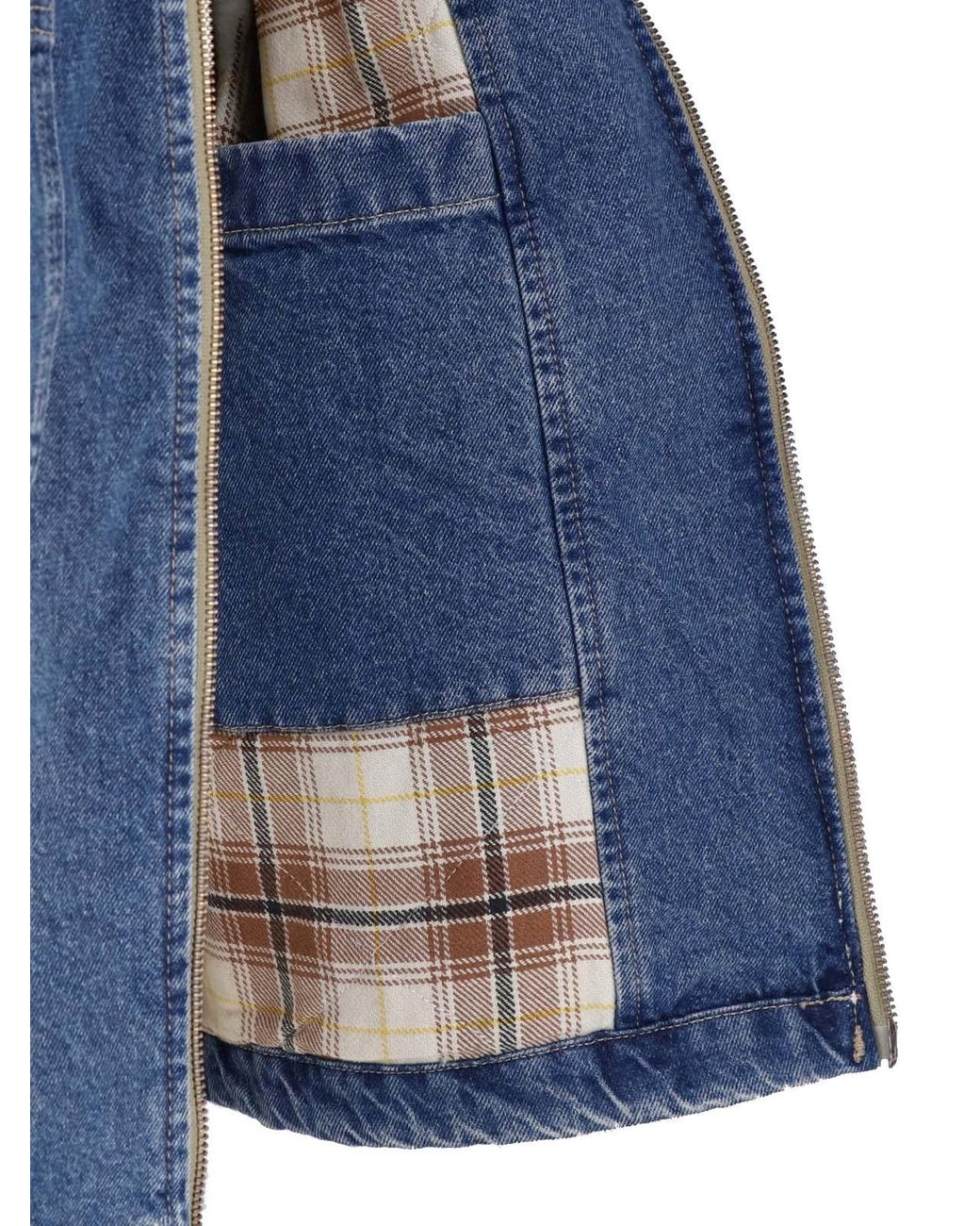 Dickies Blue Denim Zip-Up Jacket With Corduroy Collar for men
