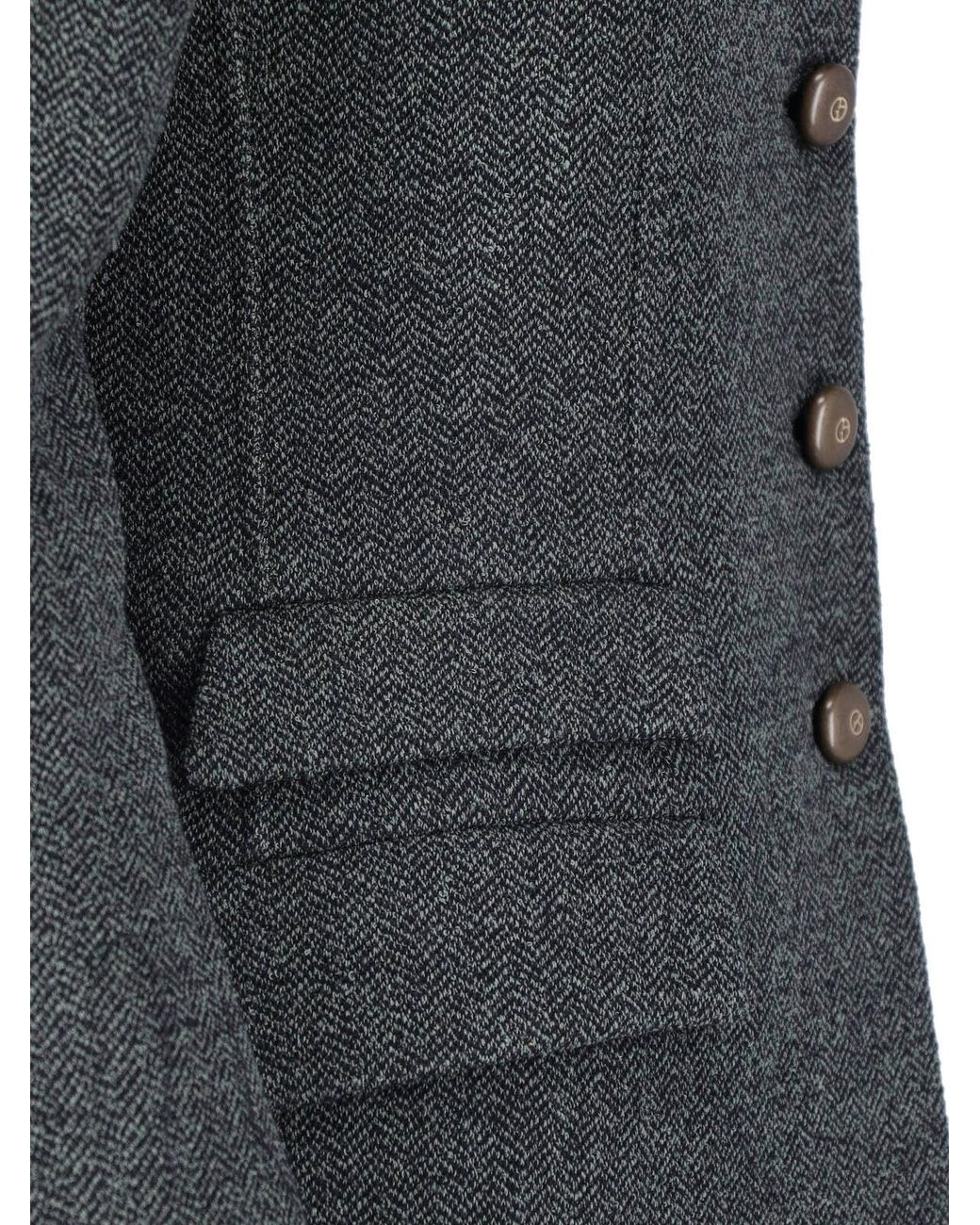 Giorgio Armani Black Tailored Herringbone Jacket