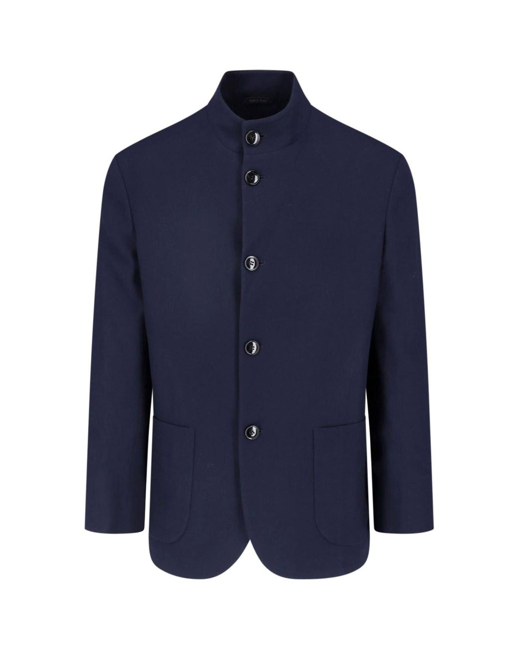 Giorgio Armani Blue Stand Collar Button-Front Jacket for men