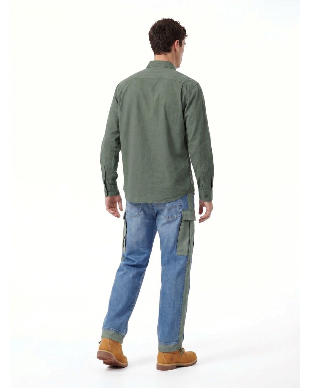 Kaptain Sunshine Green Striped Shirt for men