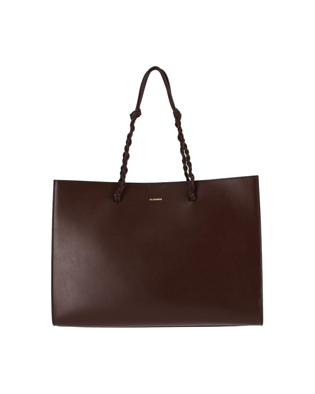 Jil Sander Brown Leather Tote Bag With Braided Handles