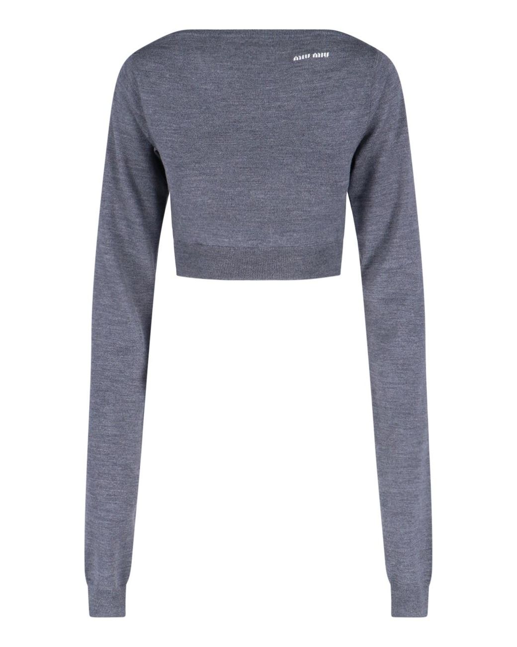 Miu Miu Blue Crop Logo Sweater