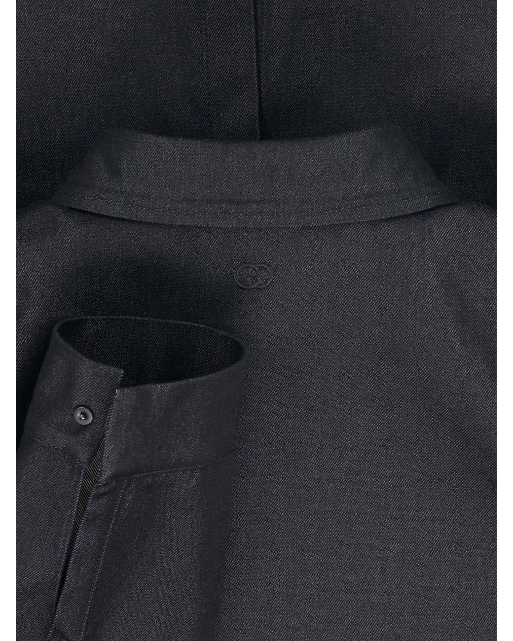 Gucci Blue Cotton And Silk Shirt for men