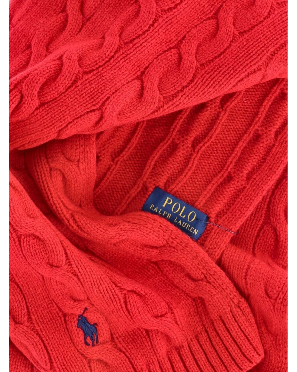 Polo Ralph Lauren Red Cable Knit Scarf for men