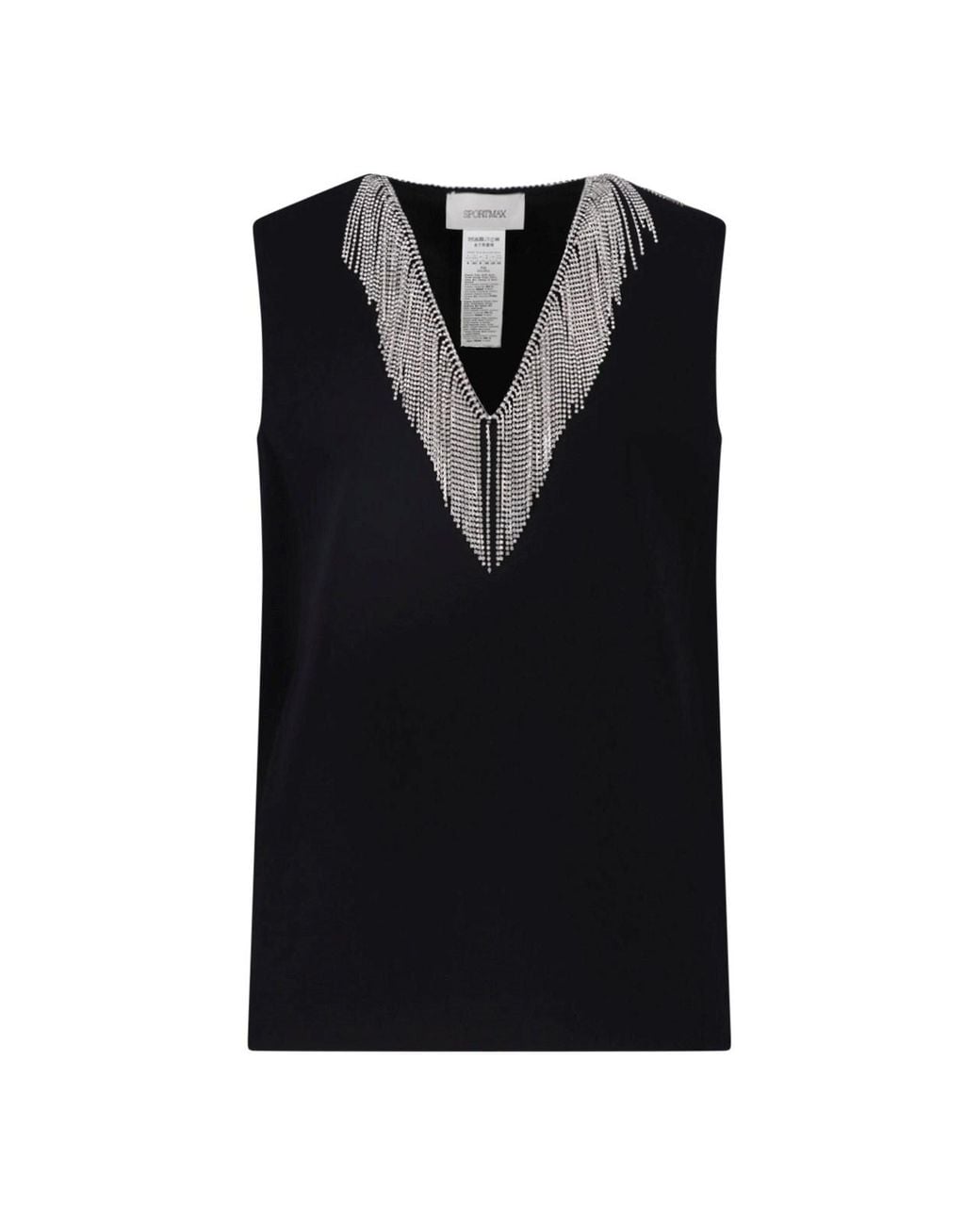 Sportmax Black Cady And Rhinestone Top