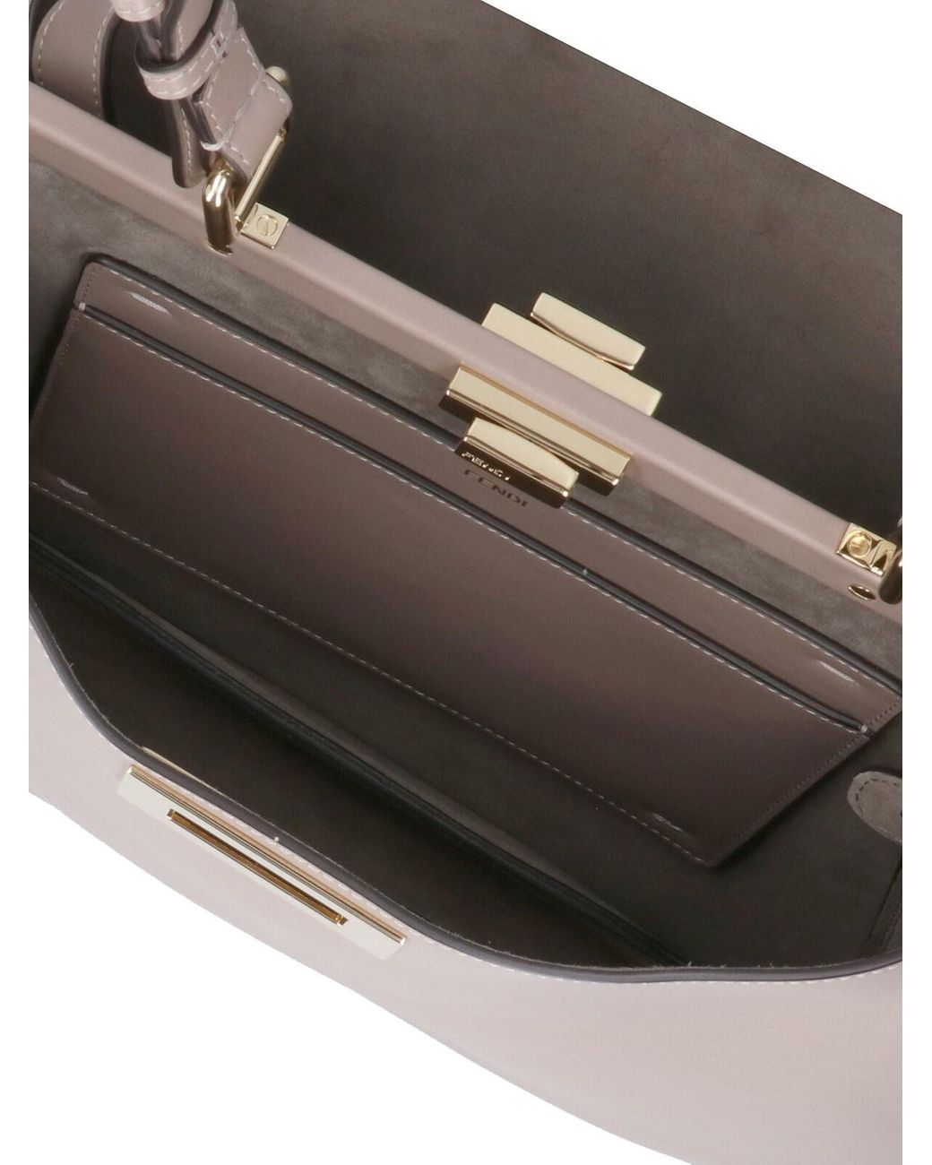 Fendi Gray 'Peekaboo Soft' Large Shoulder Bag