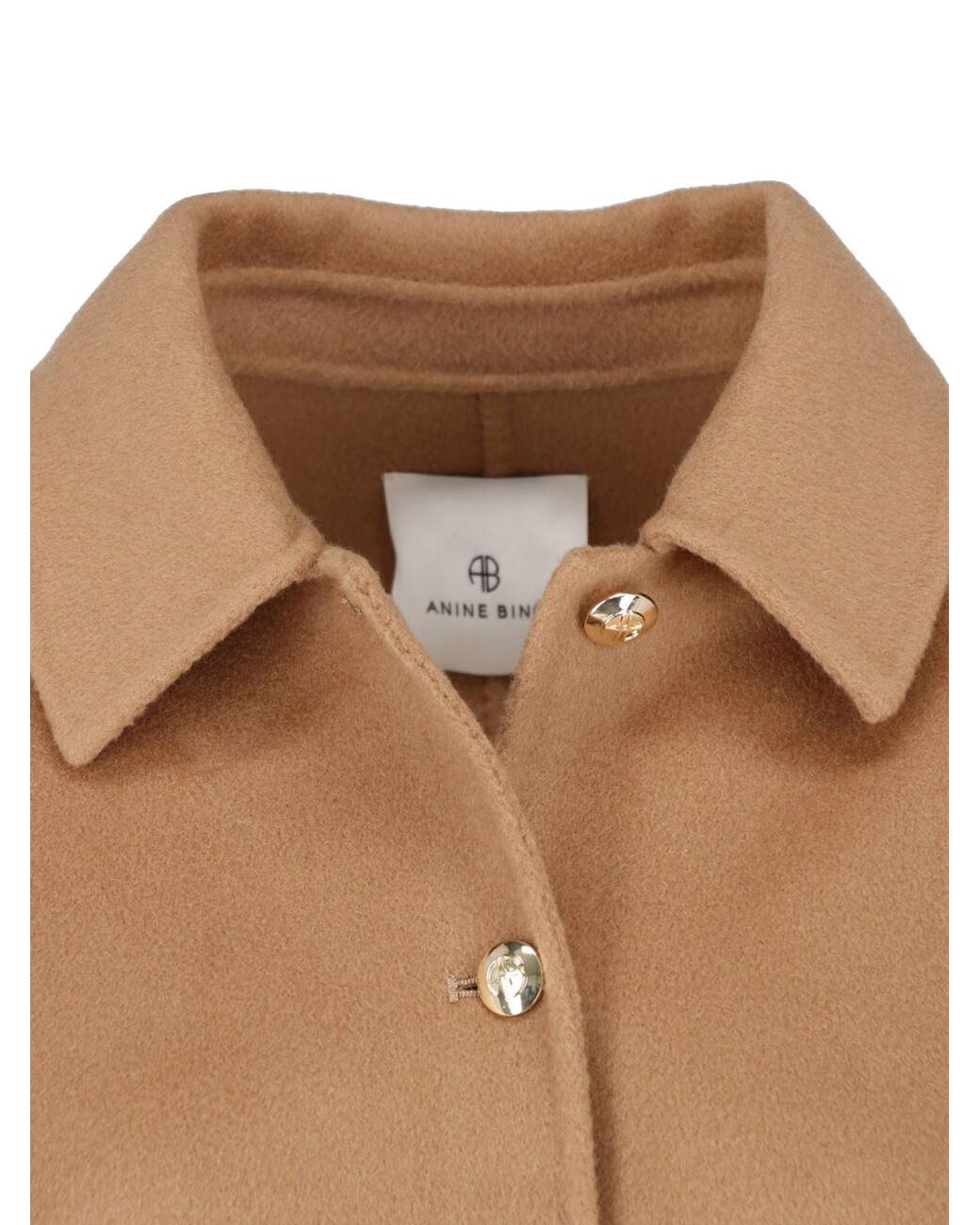 Anine Bing Natural Short Wool And Cashmere Jacket With Classic Collar