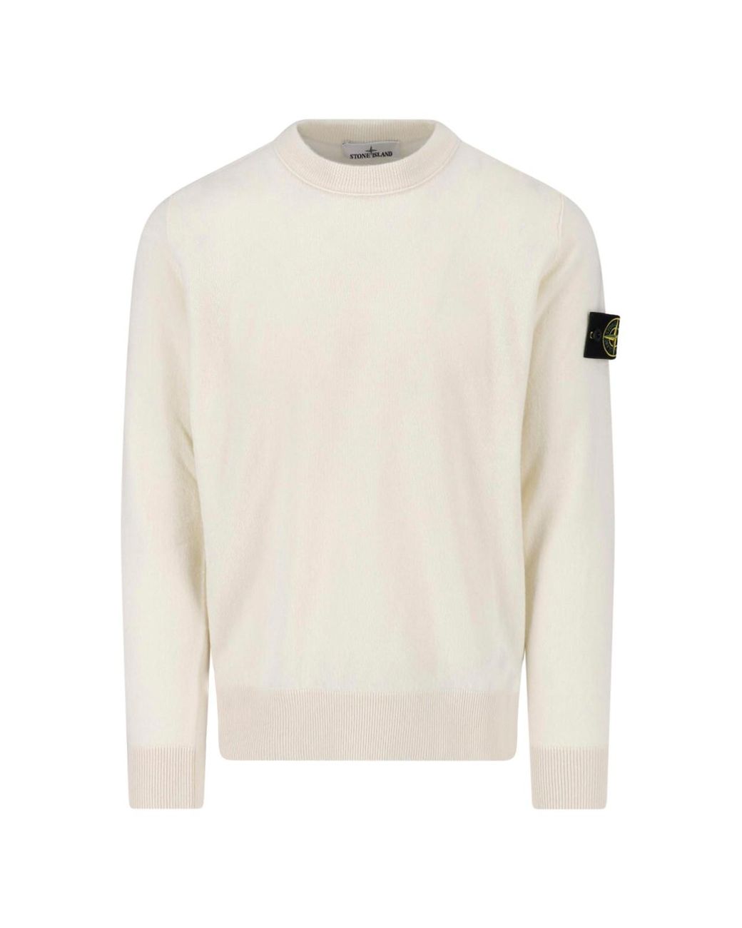 Stone Island White Virgin Wool Sweater for men