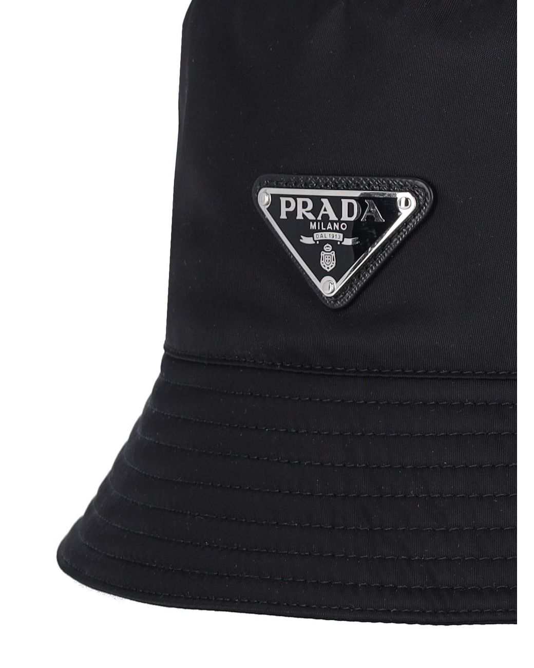 Prada Black Logo Bucket Hat