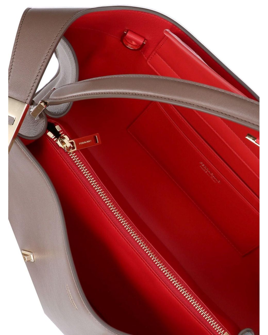 Ferragamo Brown Genuine Calf Leather Shoulder Bag