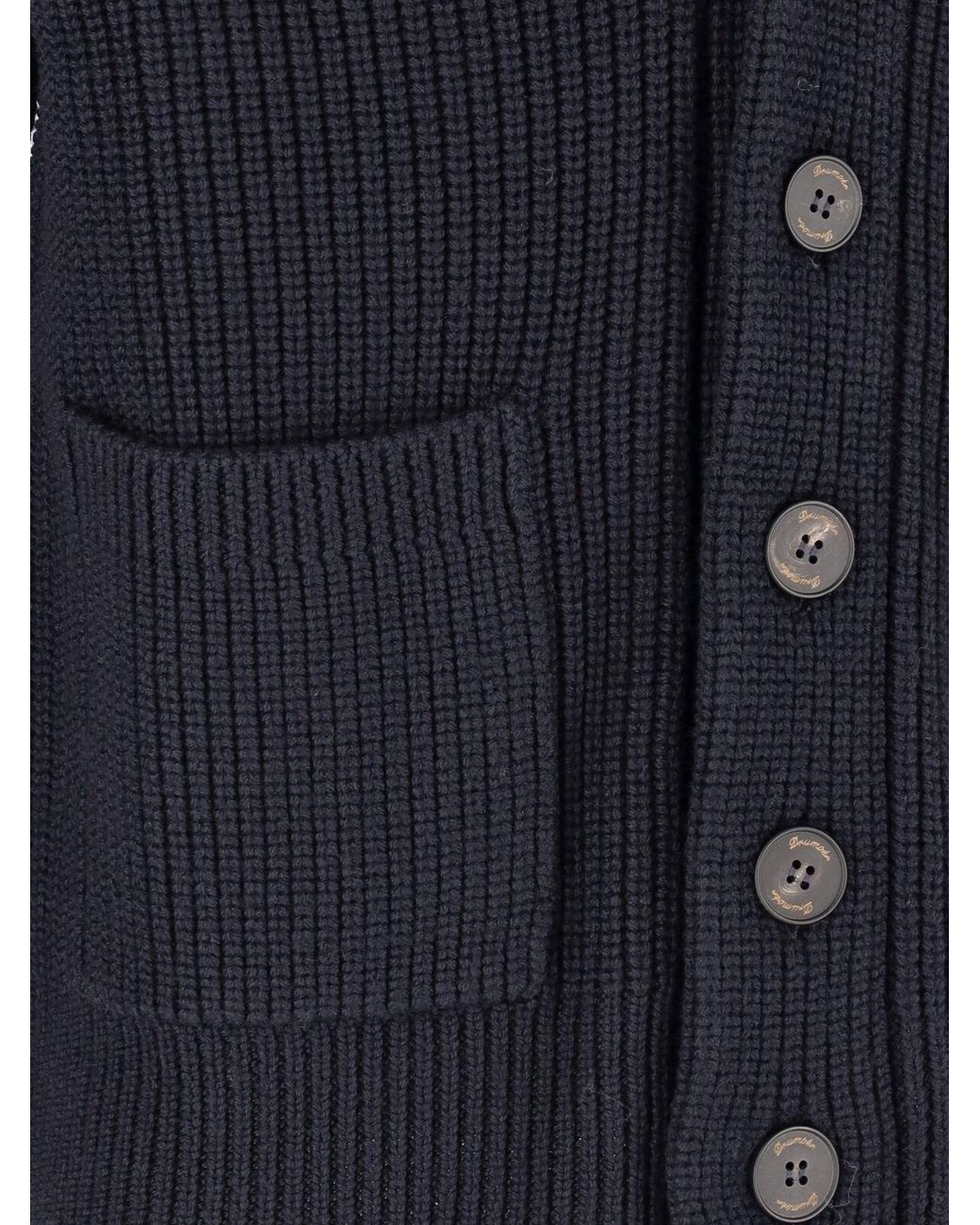 Drumohr Blue Merino Wool Cardigan for men