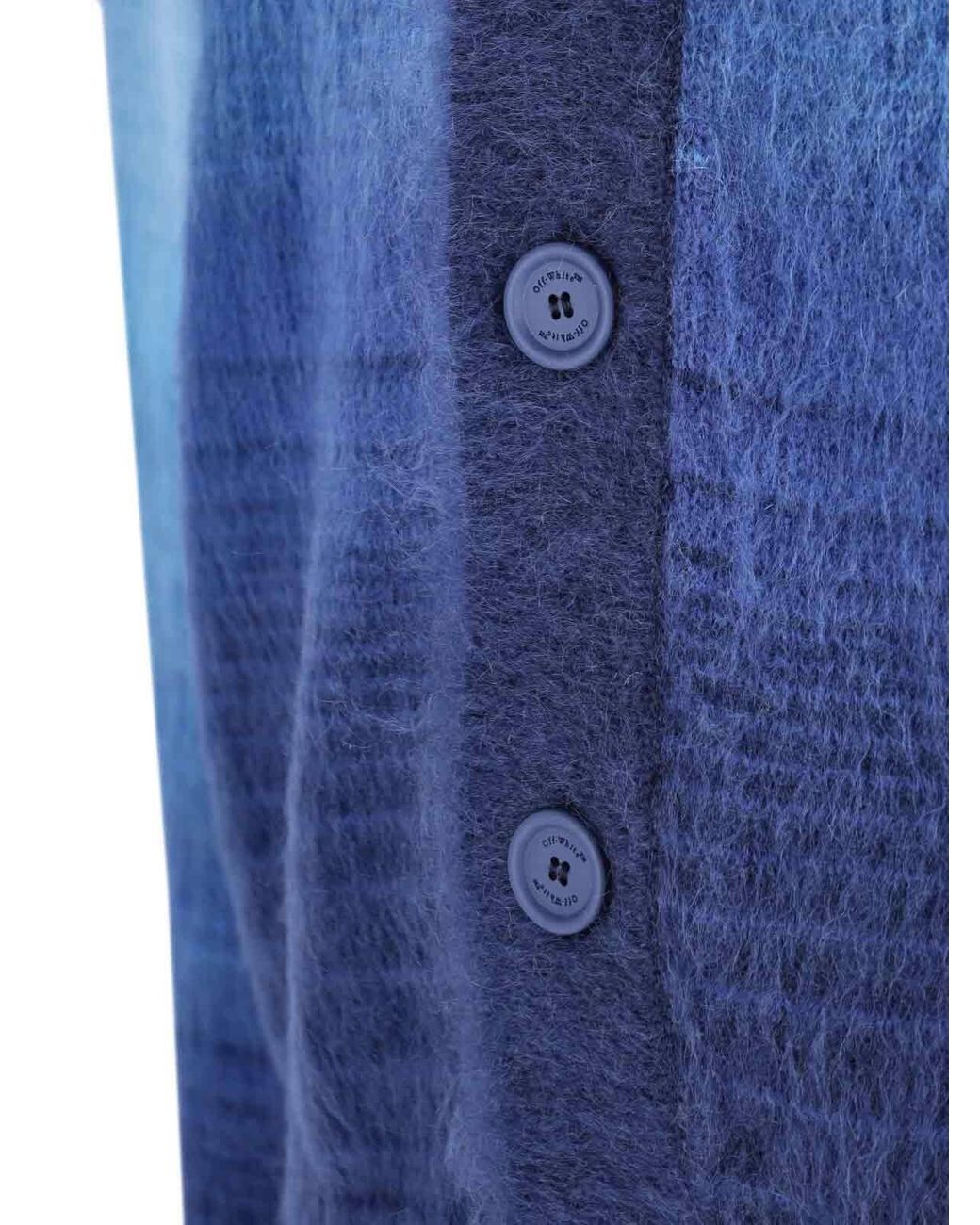 Off-White c/o Virgil Abloh Blue Mohair-Blend V-Neck Button Cardigan for men