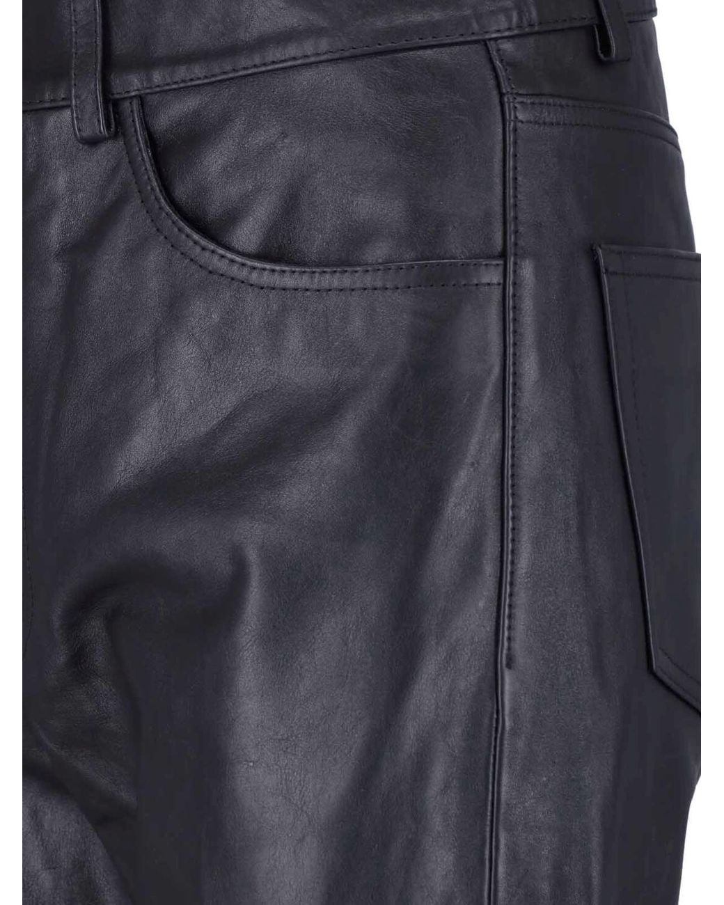 sunflower Blue Leather Trousers "Straight Twist" for men