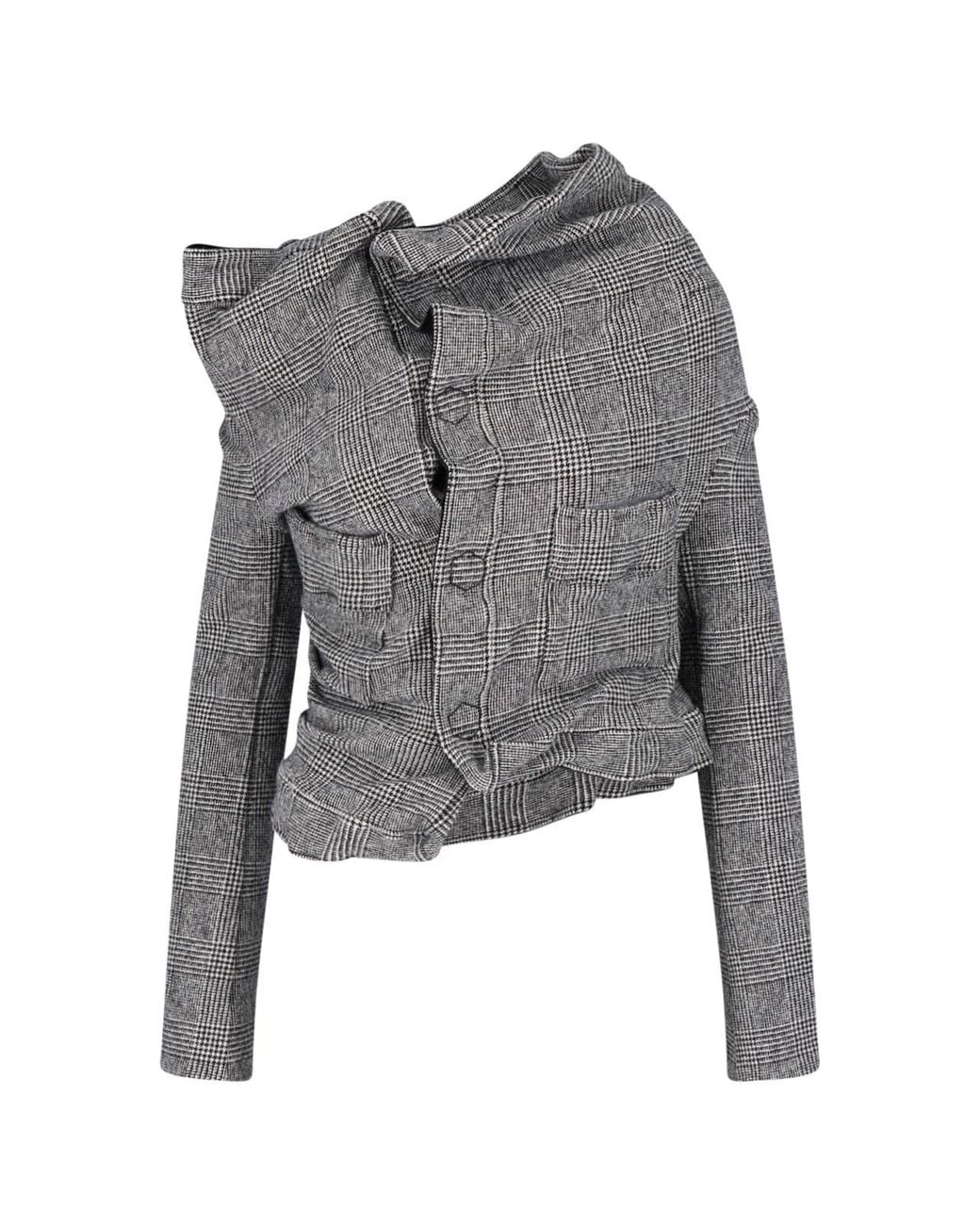 Junya Watanabe Gray Asymmetrical Wool-Blend Jacket