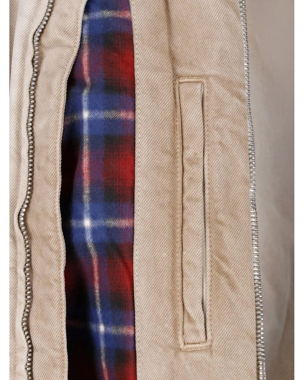 Balenciaga Natural Distressed Zip Front Jacket With Corduroy Collar for men
