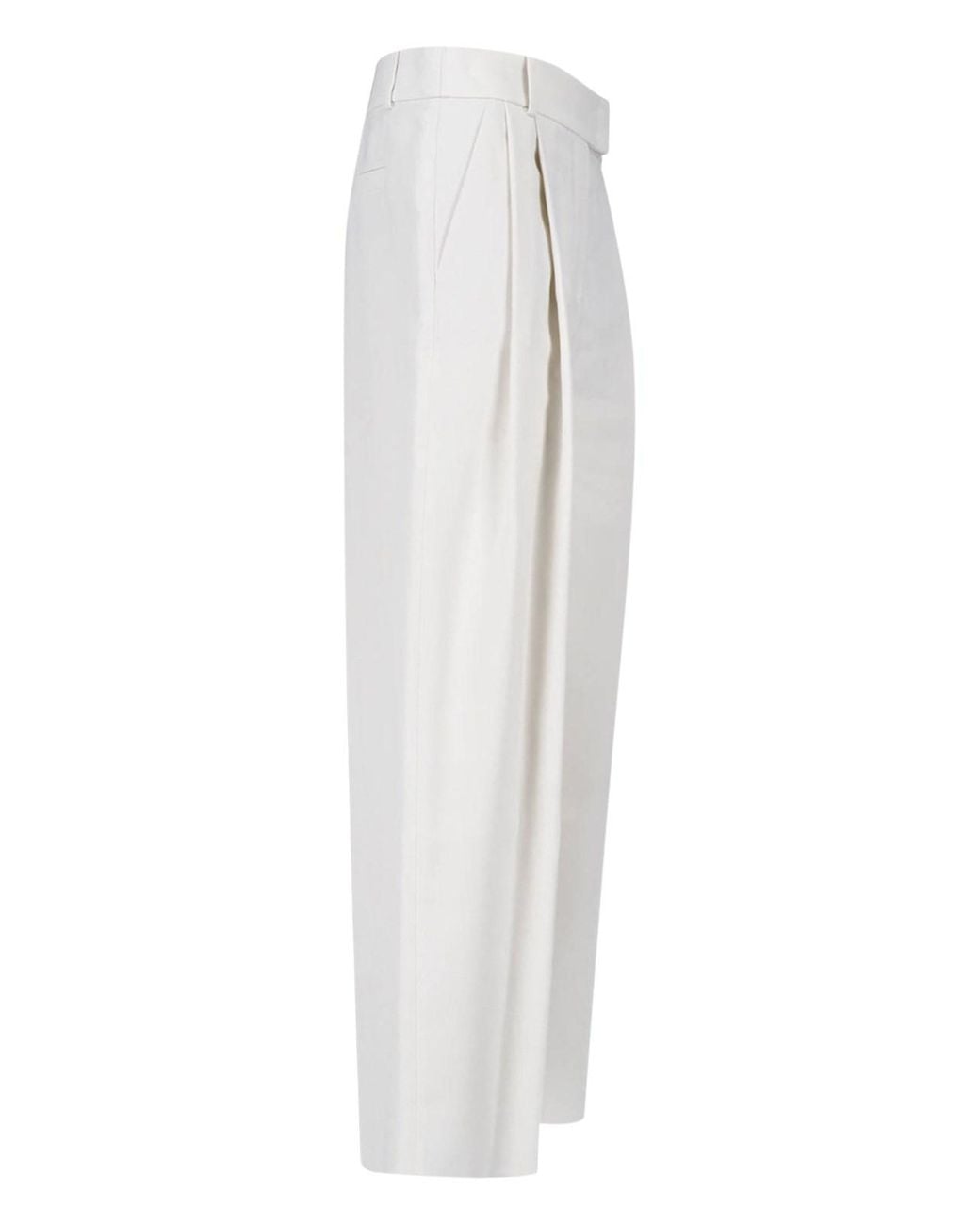 Giorgio Armani White Tailored Silk Trousers