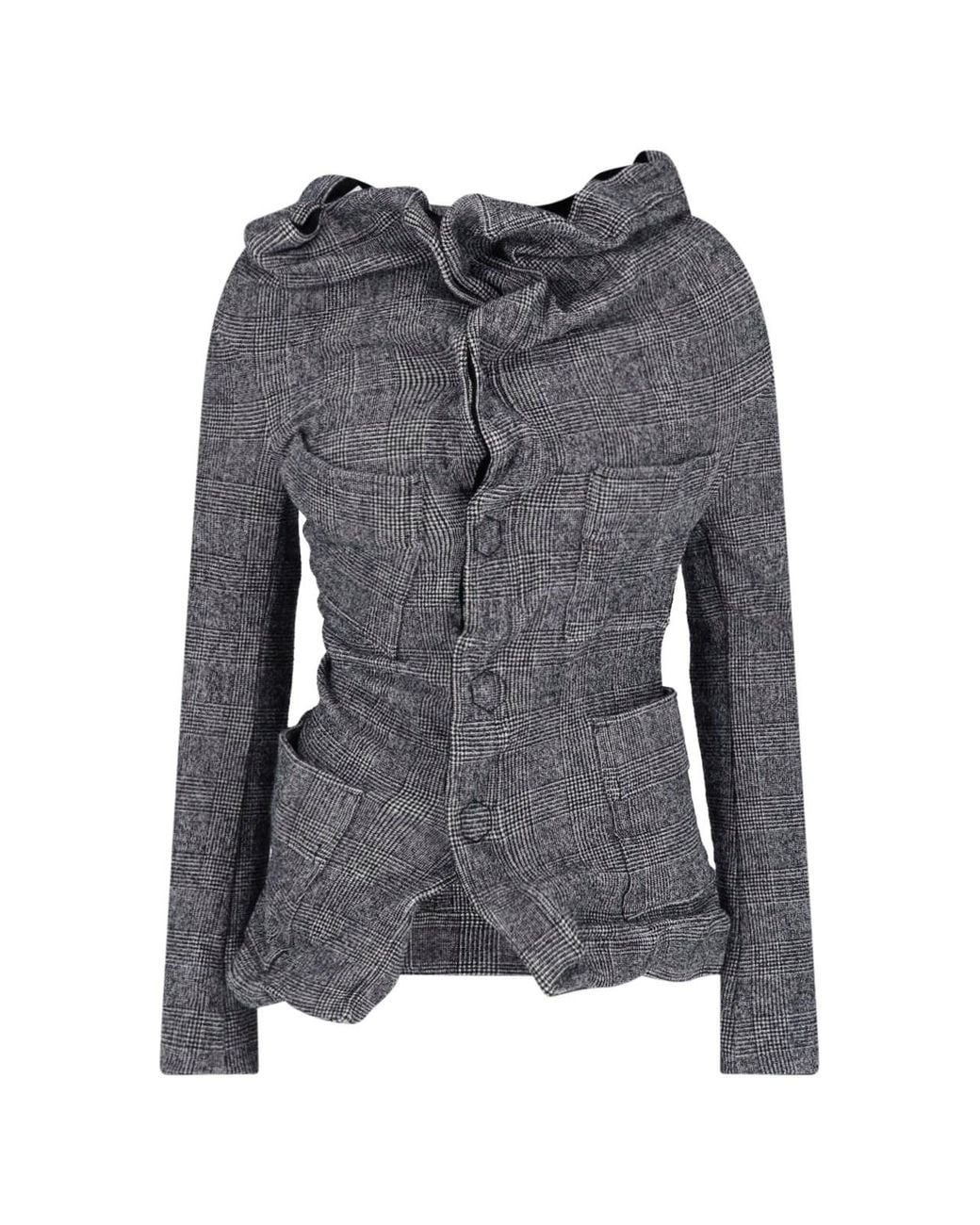 Junya Watanabe Gray Asymmetric Wool-Blend Jacket