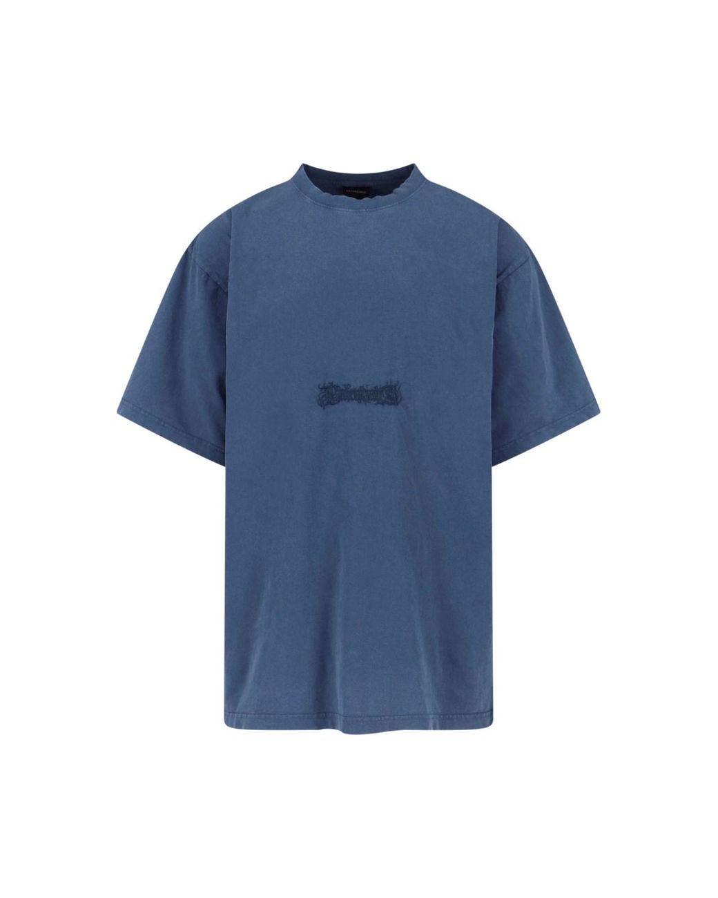 Balenciaga Blue Oversized Logo Graphic T-Shirt for men