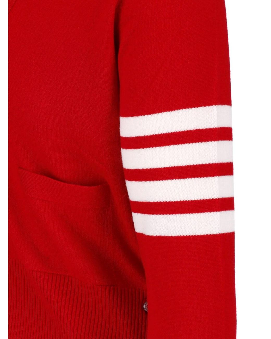 Thom Browne Red 4-Bar Cashmere Cardigan for men