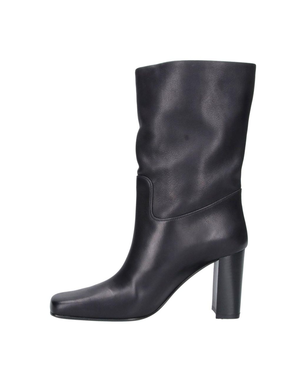 Khaite Black Leather Slouchy Knee-High Boots