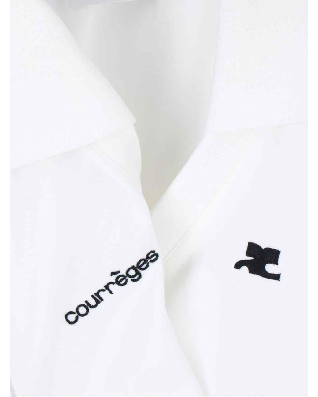 Courreges White Logo V-Neck Polo Shirt