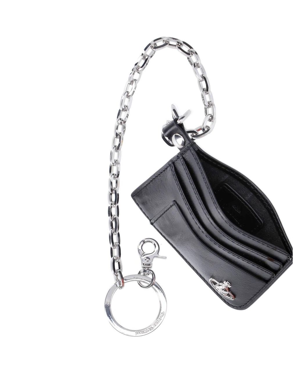 Vivienne Westwood Gray Leather Card Holder With Key Ring