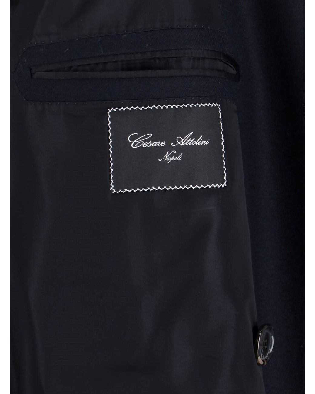 Cesare Attolini Blue Double-Breasted Coat for men