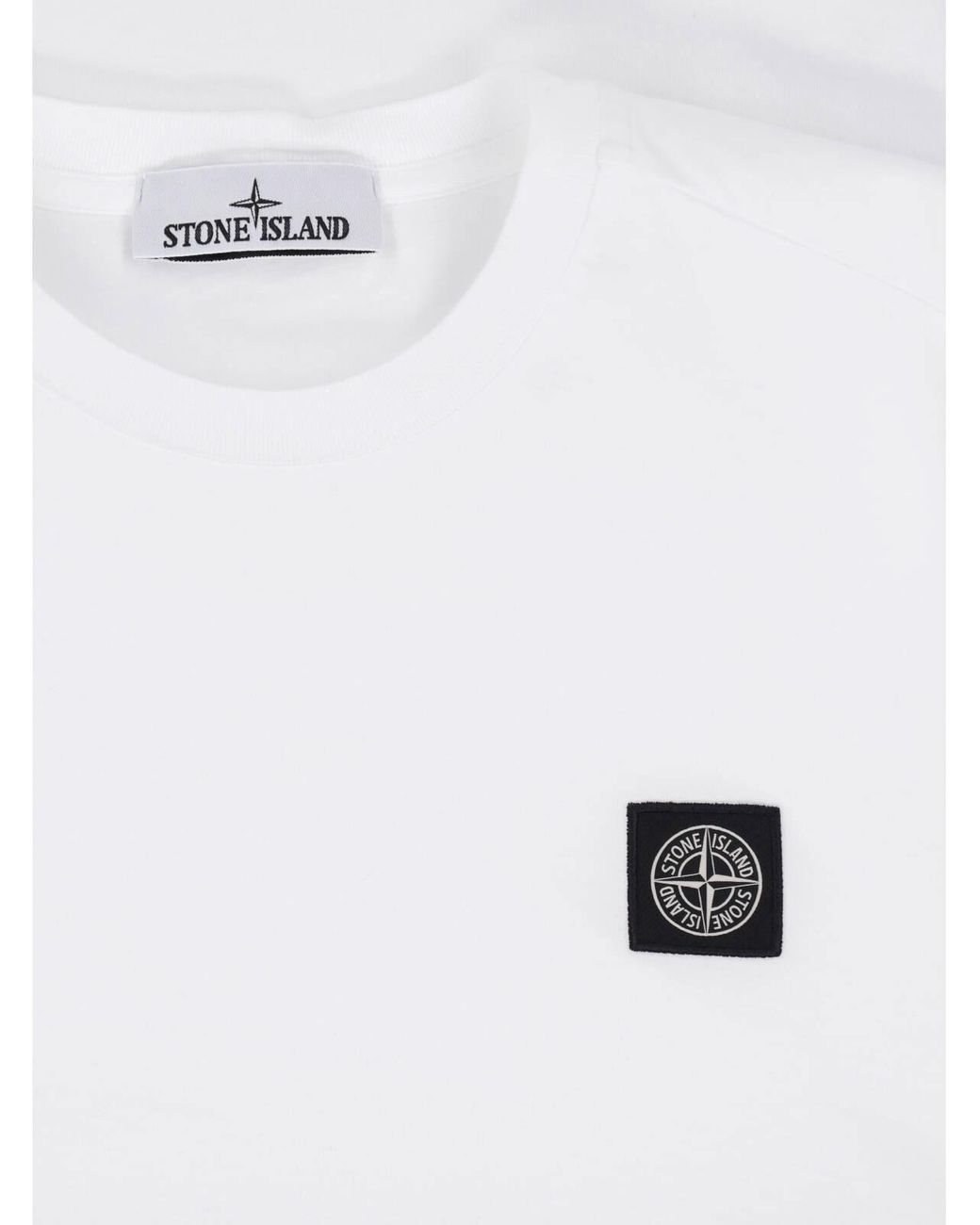 Stone Island White T-Shirt Logo for men