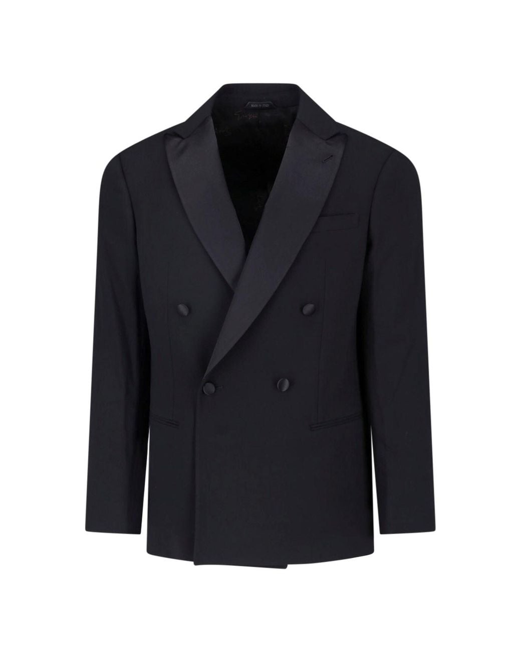 Giorgio Armani Blue Double-Breasted Wool Blazer for men