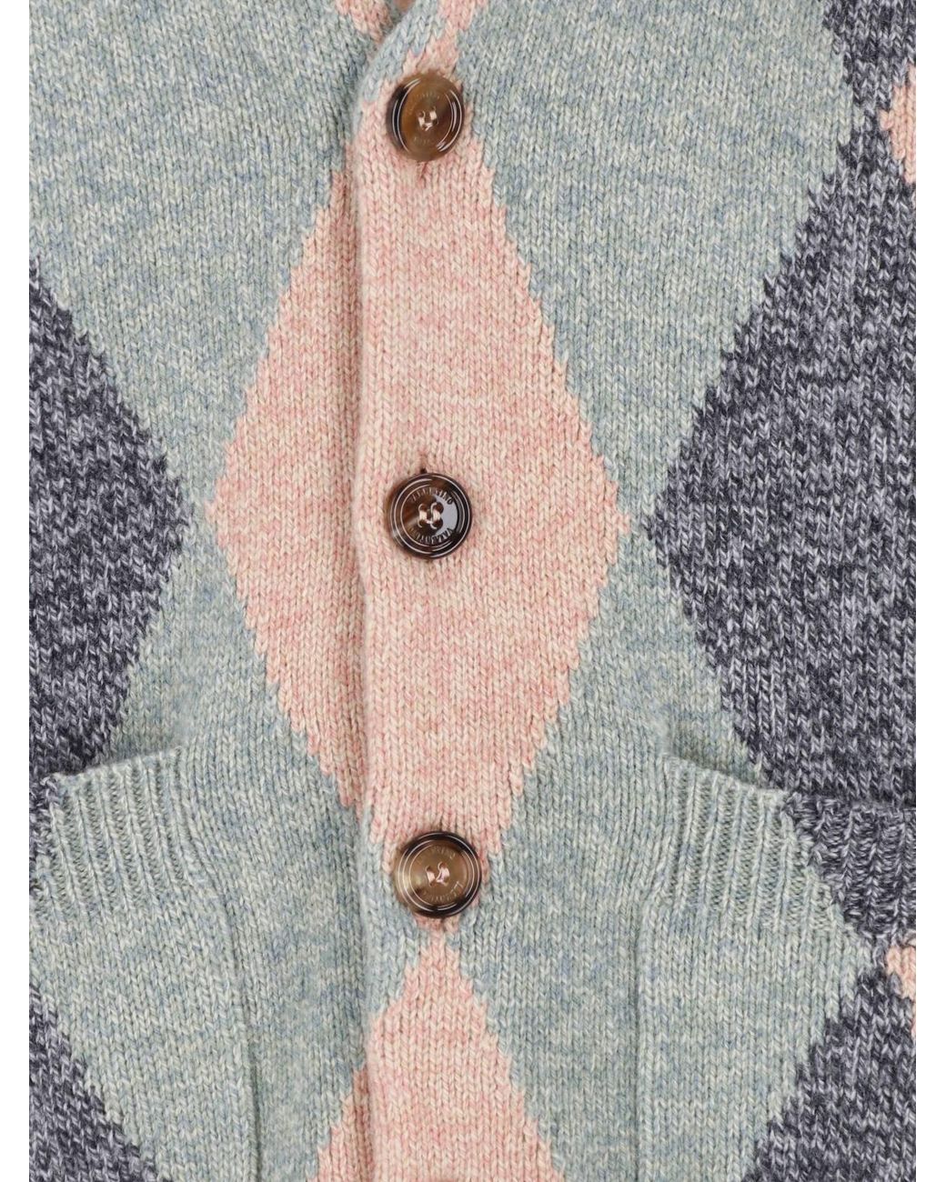 Valentino Gray Virgin Wool Cardigan for men