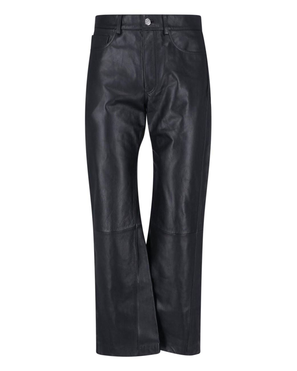 sunflower Blue Leather Trousers "Straight Twist" for men