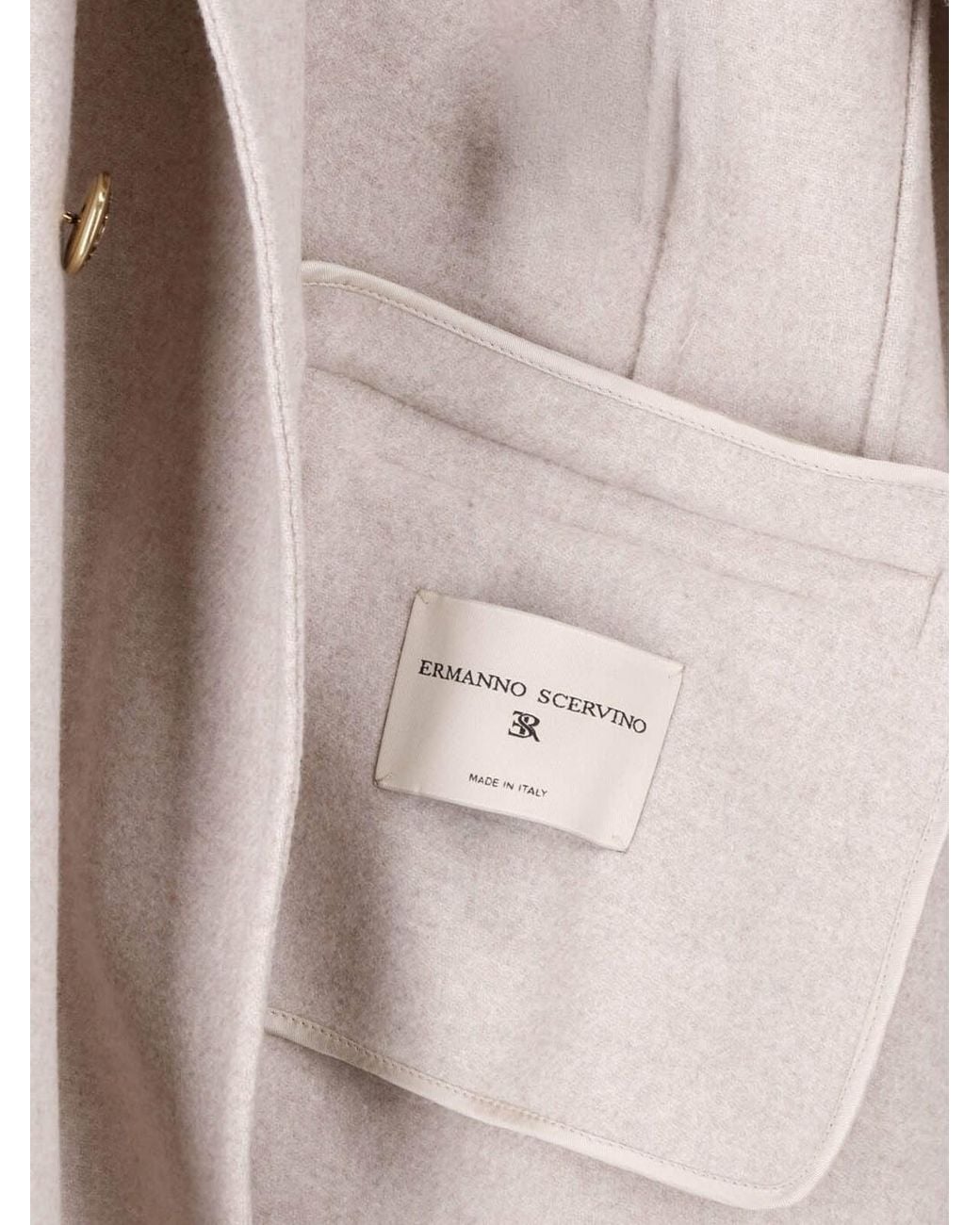Ermanno Scervino Natural Double-Breasted Wool-Blend Coat