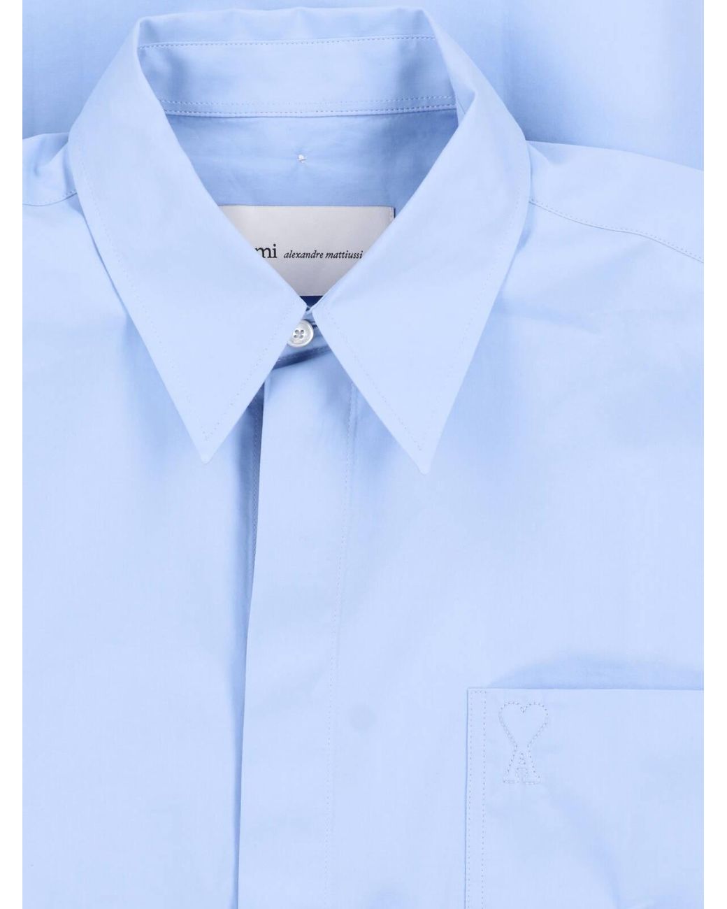 AMI Blue Cotton Button-Up Shirt for men