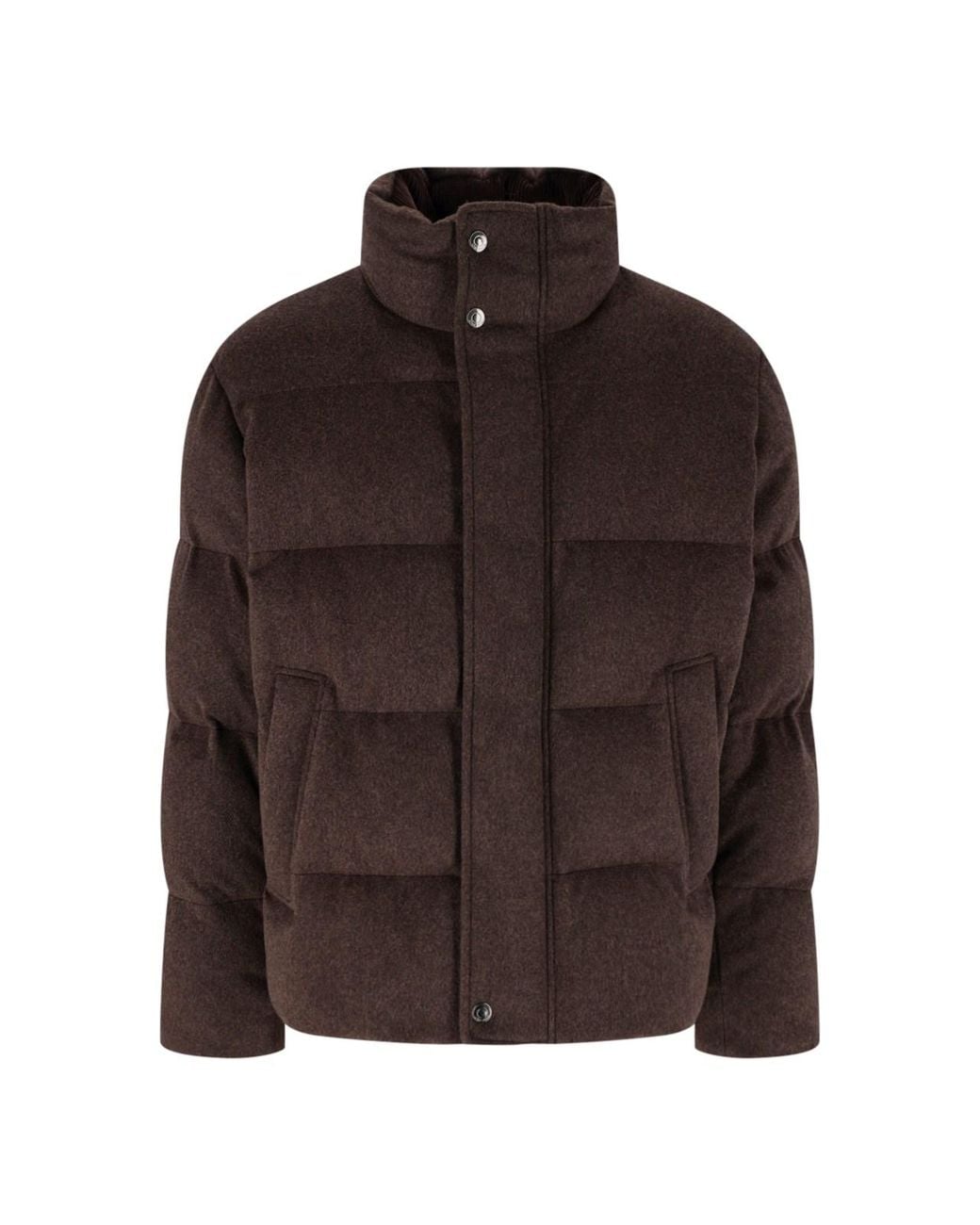 Loro Piana Brown Quilted Down Jacket "Giulio" for men