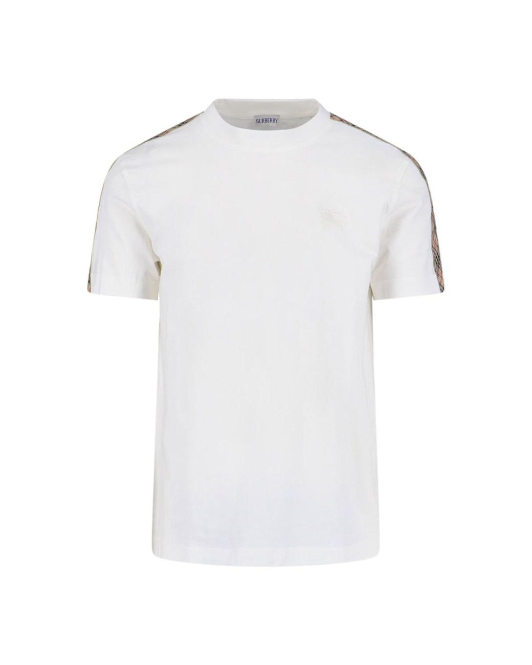 Burberry White Check Crew Neck T-Shirt for men