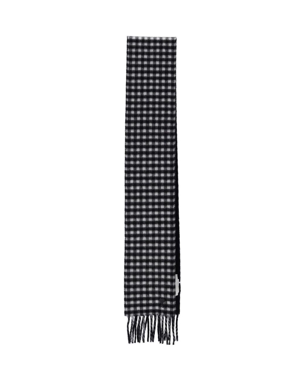 AMI White Wool Check Scarf
