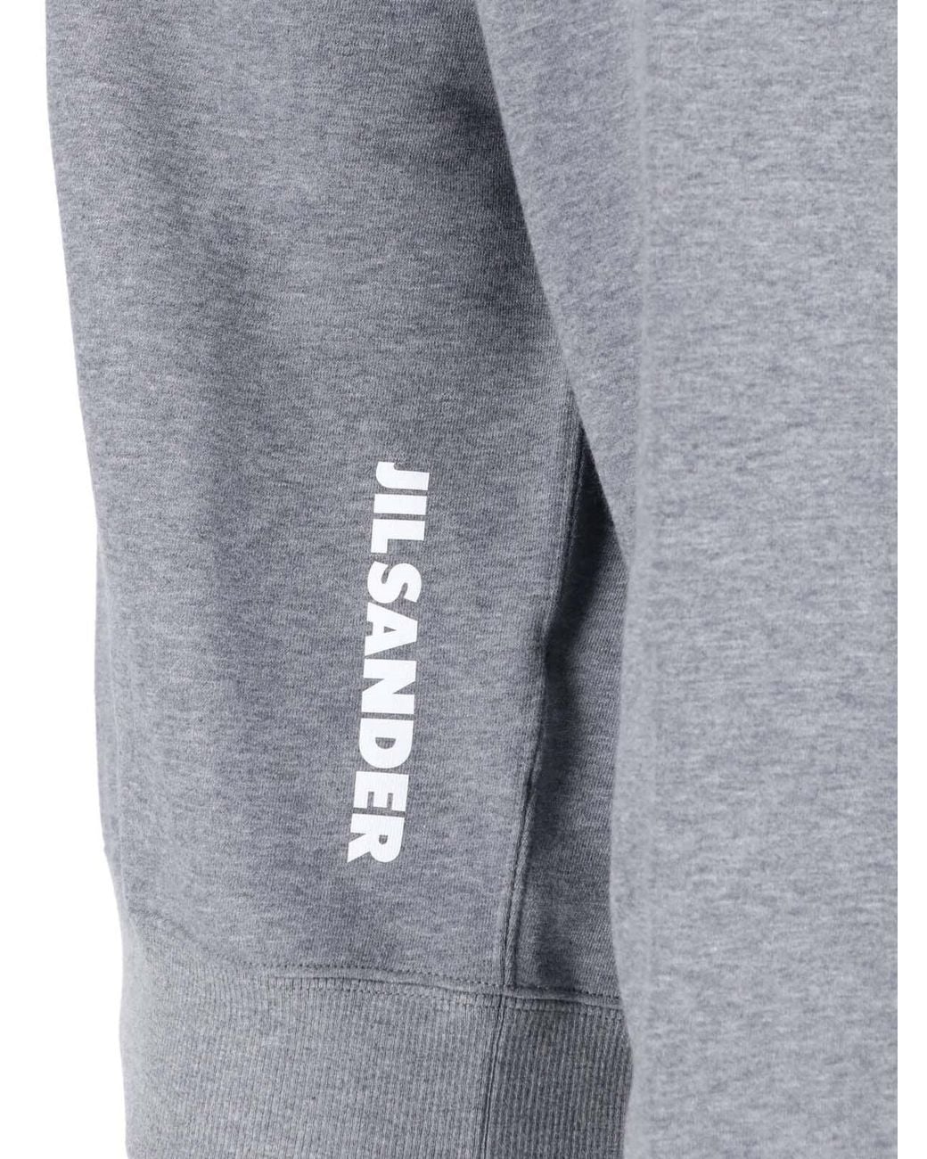 Jil Sander Gray Relaxed Fit Hooded Sweatshirt With Drawstring