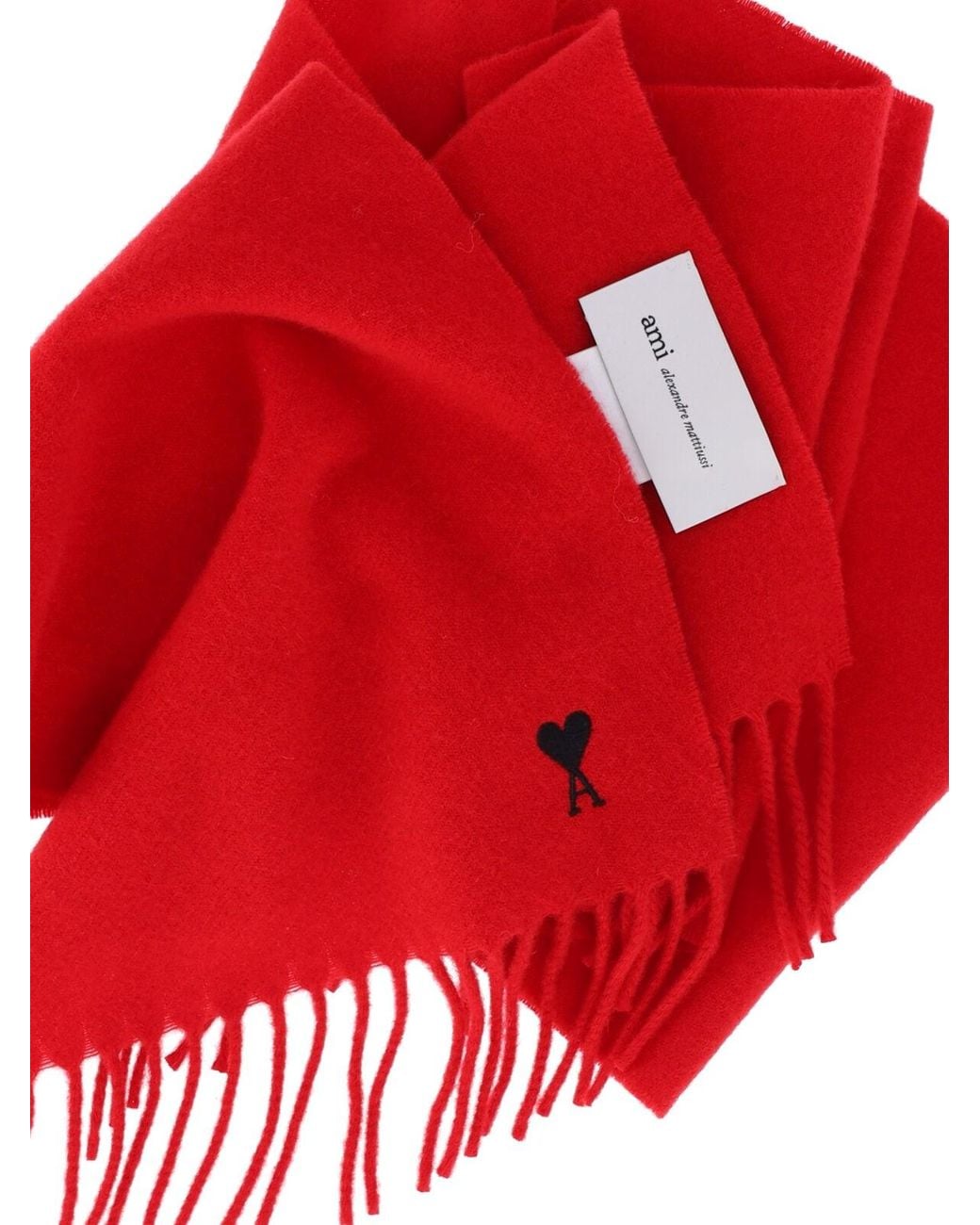 AMI Red Wool Scarf De Cœur"