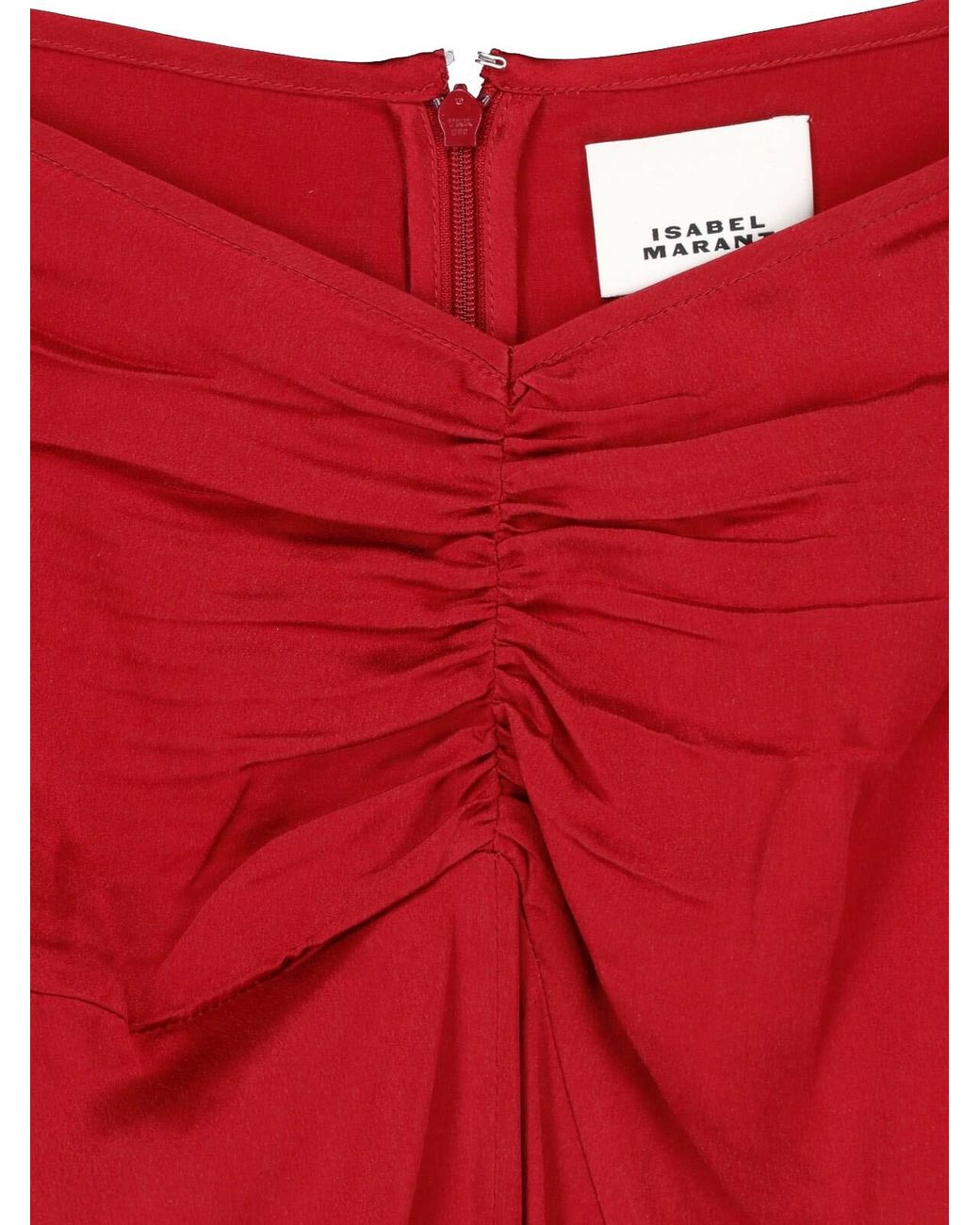 Isabel Marant Red Ruched High-Waist Maxi Skirt