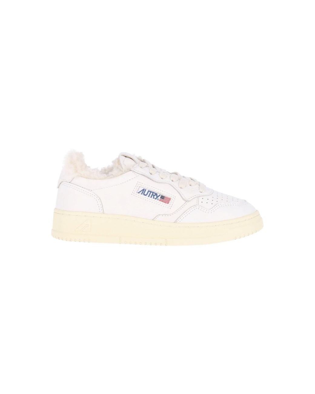 Autry White Goatskin Medalist Low-Top Sneakers