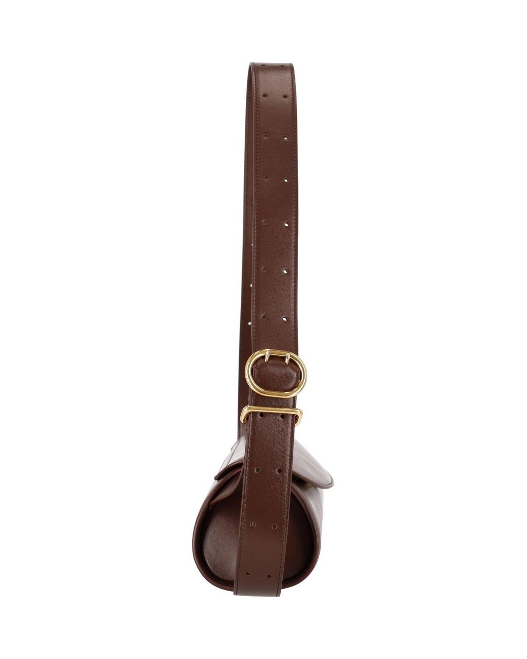 Jil Sander Brown Leather Shoulder Bag With Flap