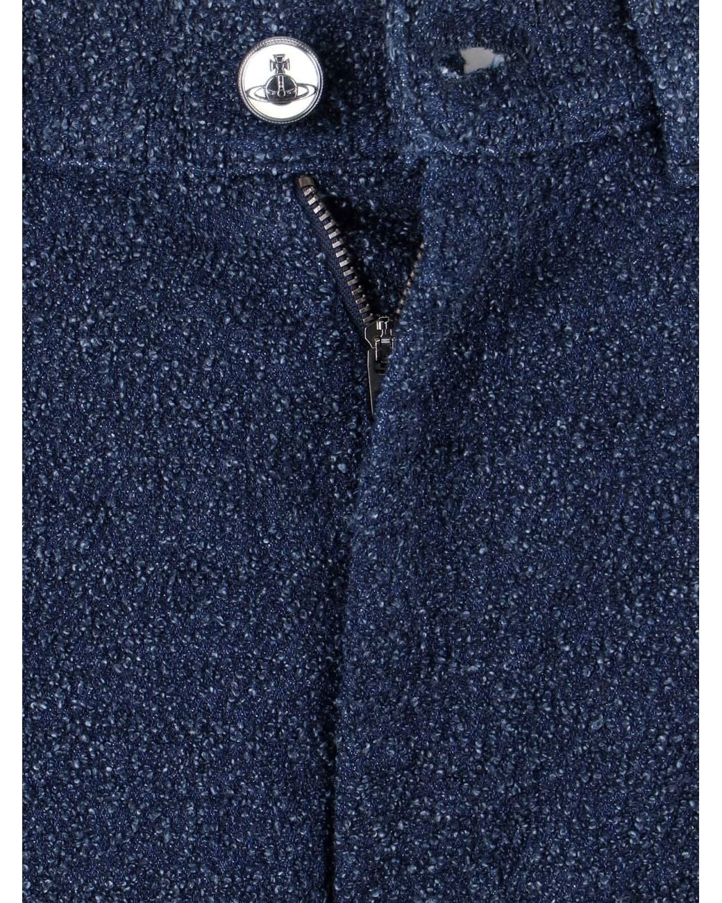 Vivienne Westwood Blue Straight-Leg Trousers With Textured Fabric for men