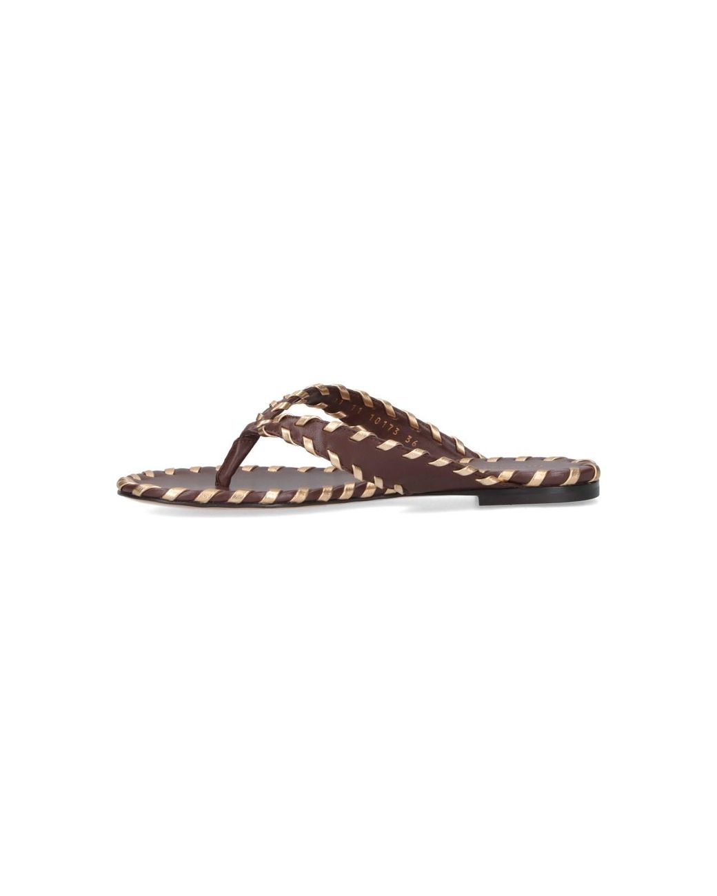 Gianvito Rossi White Woven Trim Thong Sandals