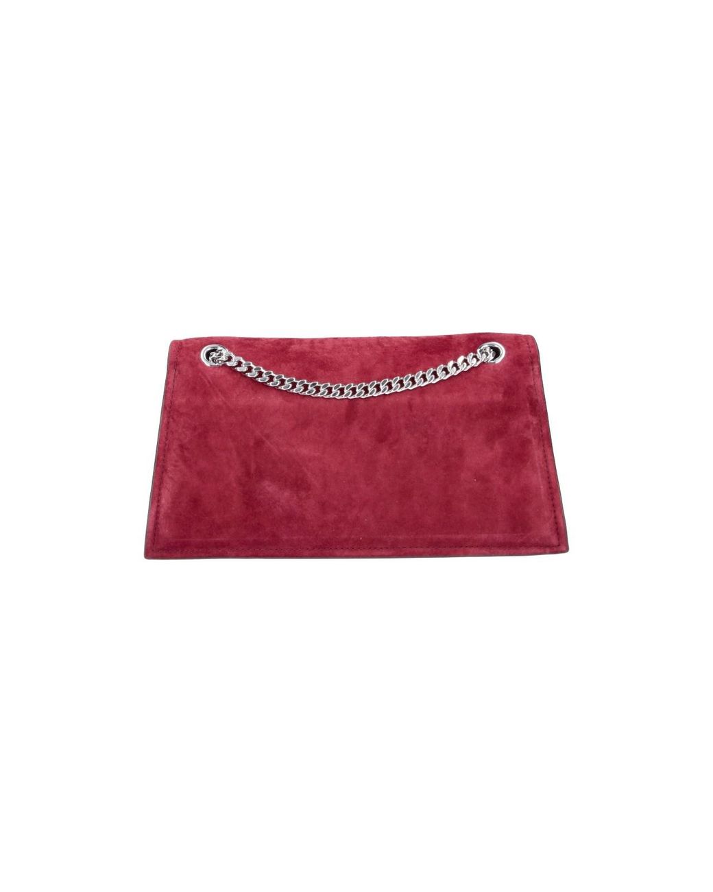 Tory Burch Red Suede Flap Shoulder Bag With Chain Strap