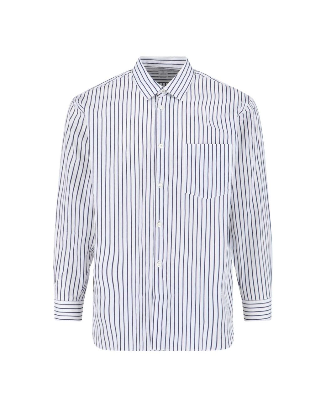 Comme des Garçons White Cotton Shirt With Stripes And Classic Collar for men